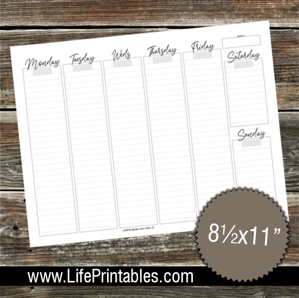 Week-at-a-Glance PRINTABLE FREEBIE!! 