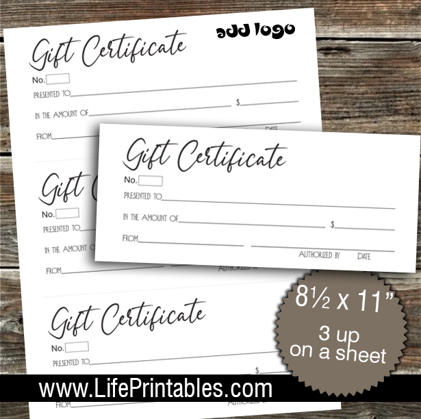 Gift Certificate template and tracker (item 171)