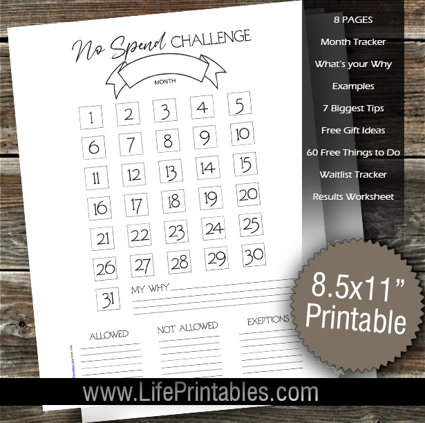 No Spend Challenge 30 day (item 104)