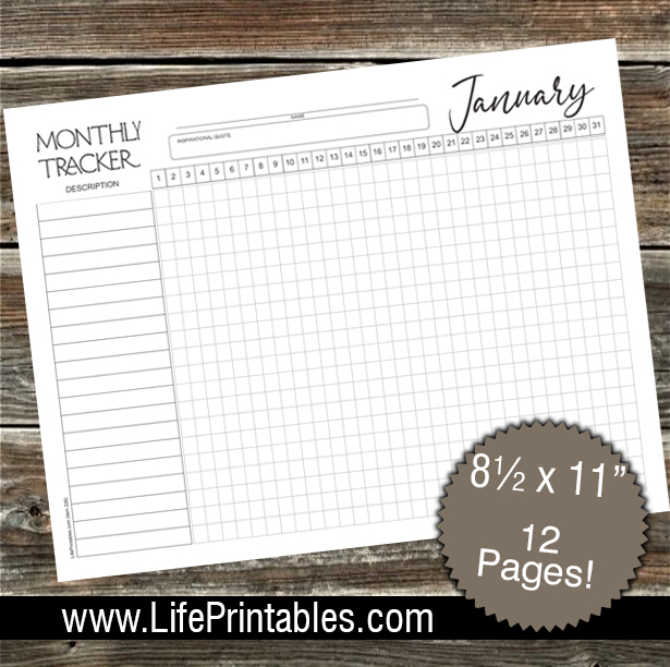 Monthly Habit Tracker 12 pages (item 226)
