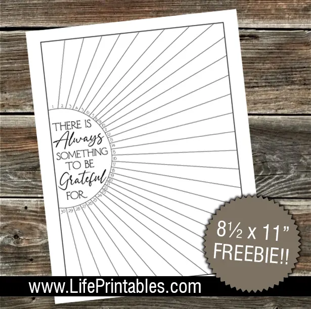Gratitude List 30 days on a page FREEBIE!!