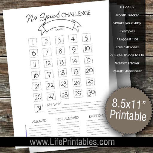 No Spend Challenge 30 day (item 104)