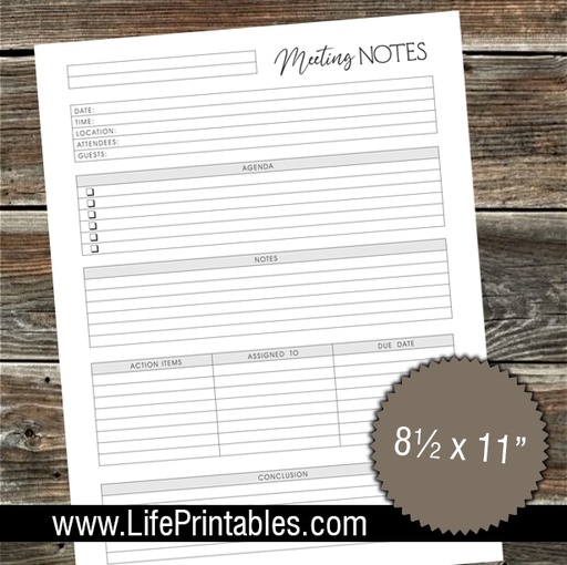Meeting Notes FREEBIE!!